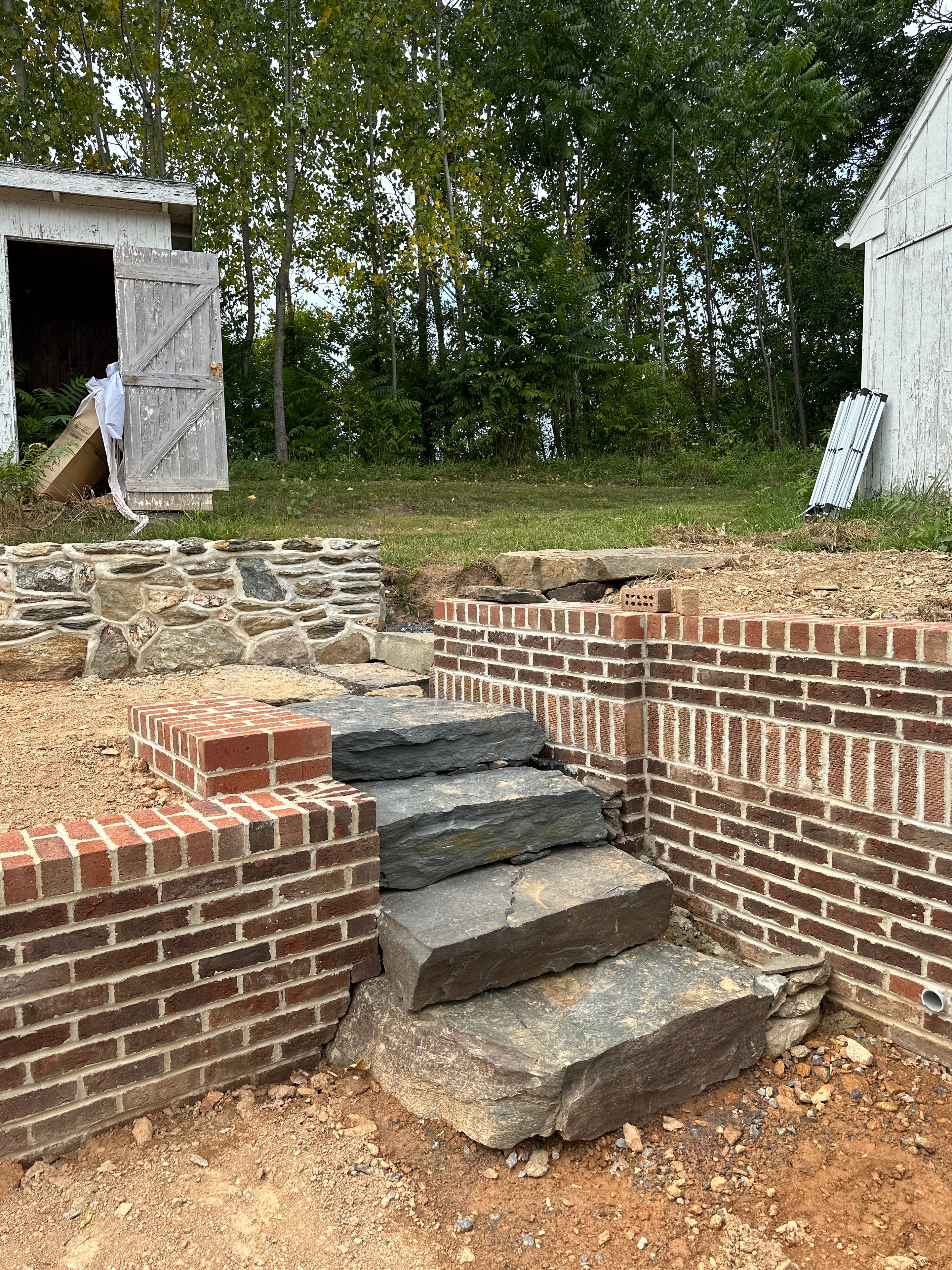 Brick and stone landscape masonry project